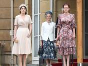 <p>For the first of the Queen's Garden parties, Princess Beatrice picked a ruffled and floral Vampire's Wife prairie dress, adding a coordinated hatband to finish the look. </p>