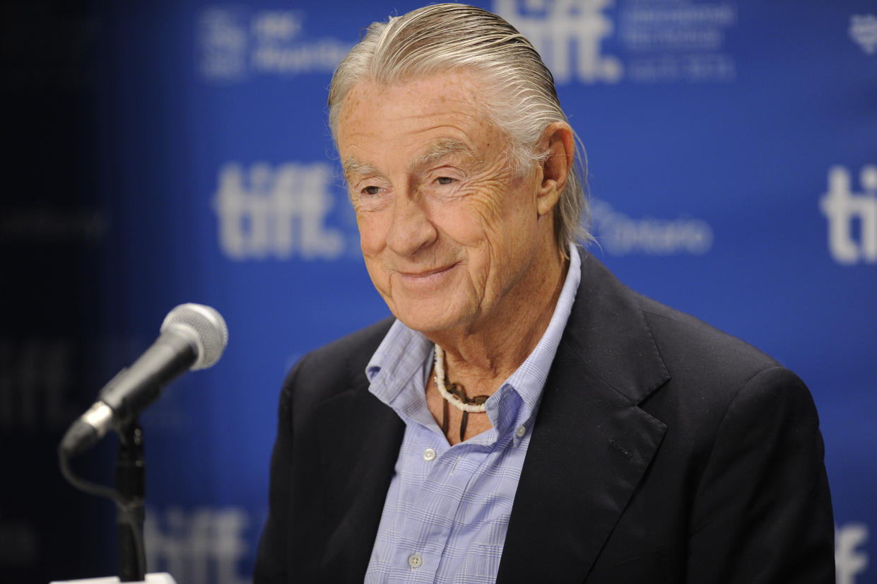 Director Joel Schumacher participates in a press conference for the film "Trespass" during the Toronto International Film Festival on Wednesday, Sept. 14, 2011 in Toronto. (AP Photo/Evan Agostini)