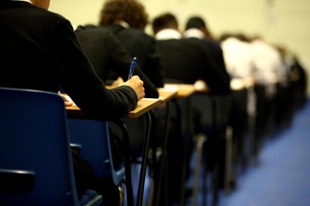 Scottish pupils pictured taking exams.  Photo Jeff Mitchell/Getty.