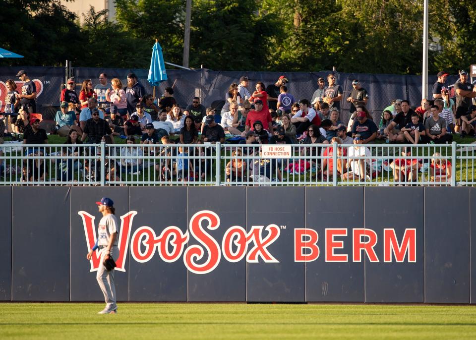 WORCESTER - Fans fill the berm during the WooSox game against Buffalo on Friday, July 30, 2021.
