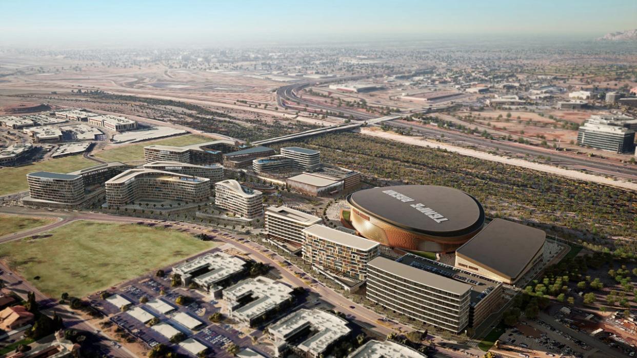 <div>Renderings of the Tempe Entertainment District, including a new arena for the Arizona Coyotes. The plans were rejected by Tempe voters via a referendum in 2023.</div>