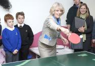 <p>Camilla might be the Duchess of Cornwall, but she's the queen of the ping-pong table at Atworth Youth Club, which she visited on November 22, 2005.</p>