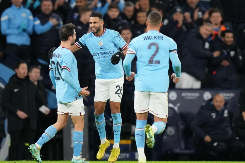 Running riot: Chelsea could not deal with Manchester City’s wonderfully fluent attacking line (Manchester City FC via Getty Images)