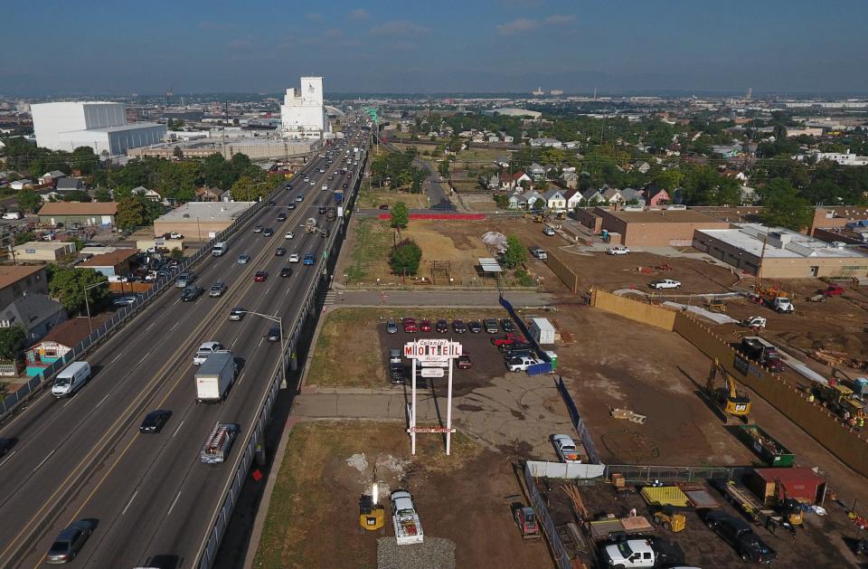 Construction of the Interstate 70 expansion project in Denver, Colorado