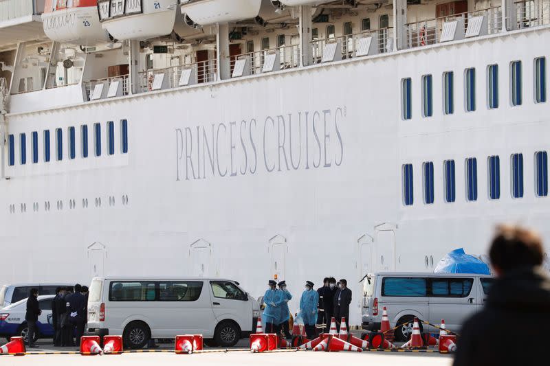 Cruise ship Diamond Princess arrives at Daikoku Pier Cruise Terminal in Yokohama