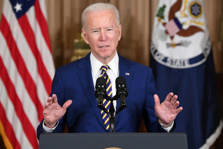 Le président américain Joe Biden lors d'un discours sur la politique étrangère au département d'Etat, le 4 février 2021 à Washington - SAUL LOEB © 2019 AFP