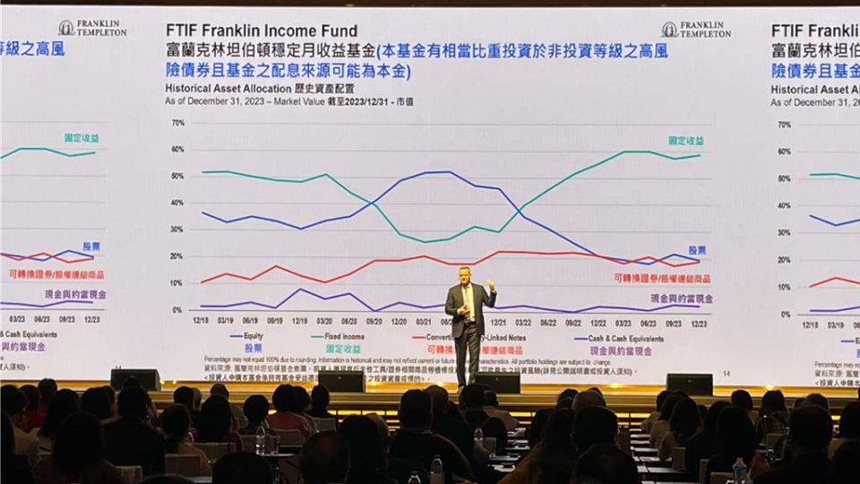 　富蘭克林投顧邀請富蘭克林坦伯頓穩定月收益基金經理人愛德華．波克與富蘭克林坦伯頓精選收益基金經理人班傑明．克萊爾來台，並舉辦北中南共三場大型說明會，親自解析不可錯過的投資契機與箇中風險，以及兩大基金如何在維持績效的同時，兼顧滿足配息收益的心法。　圖／富蘭克林投顧提供       