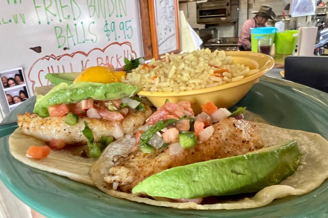 Grilled catfish tacos at J&J Oyster Bar.