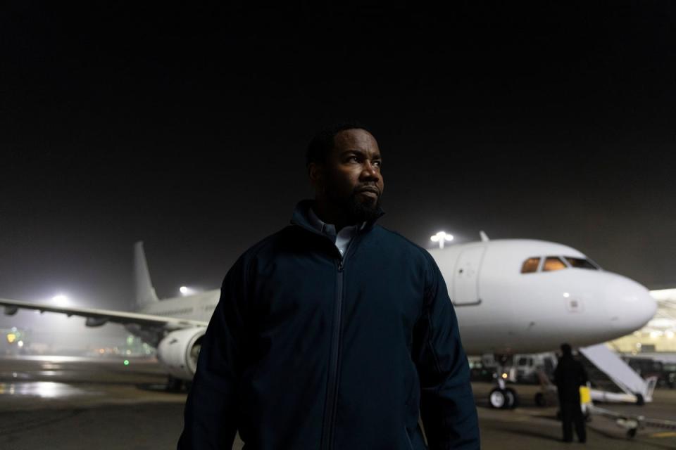 Night flight: Michael Jai White on the apron at Stansted (Signature Entertainment)