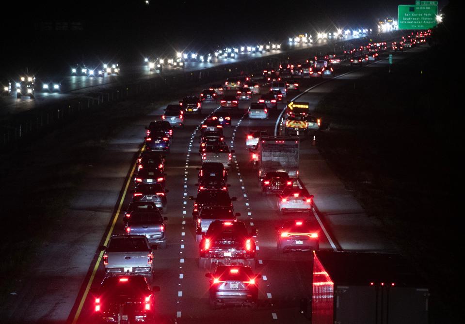 Interstate 75 traffic slows south of the Alico Road exit on Wednesday, Jan. 10, 2024, in Estero.