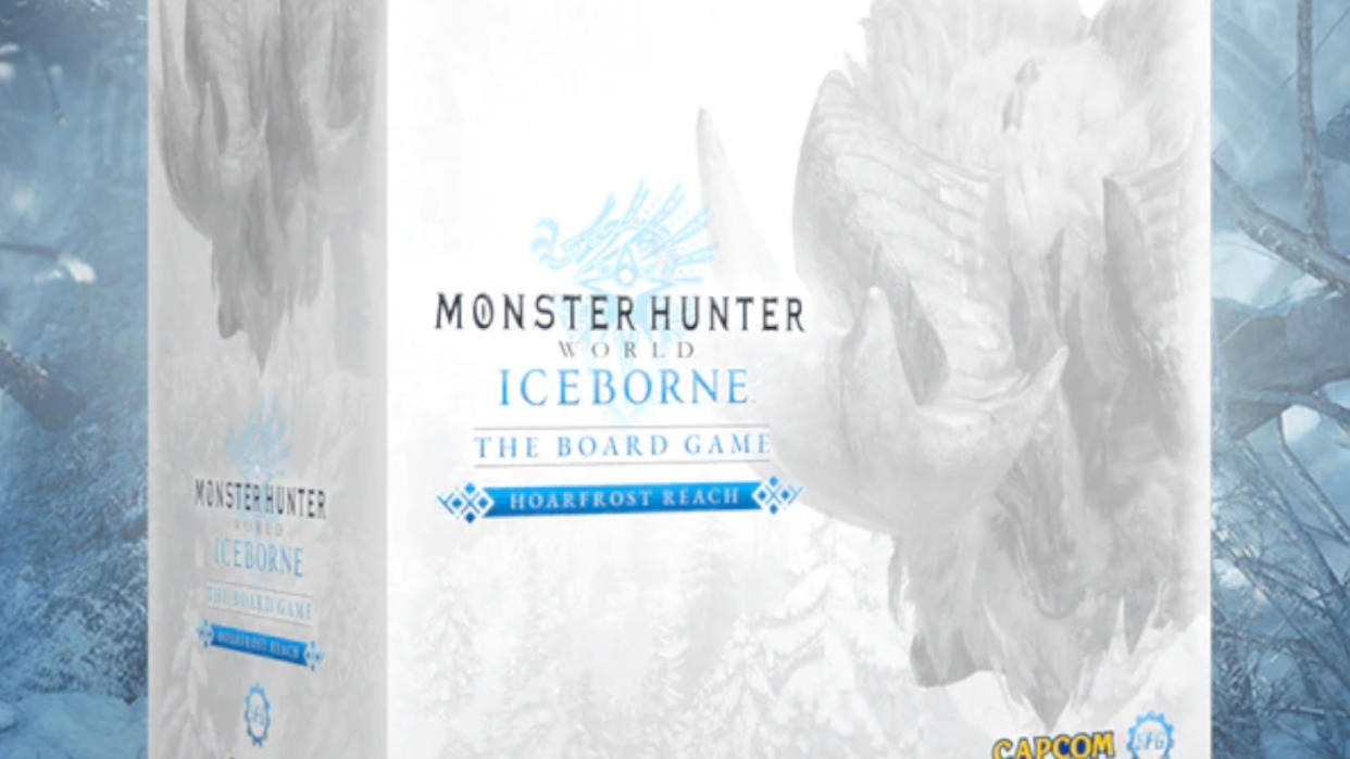  Monster Hunter World Iceborne: The Board Game box against a tundra background 