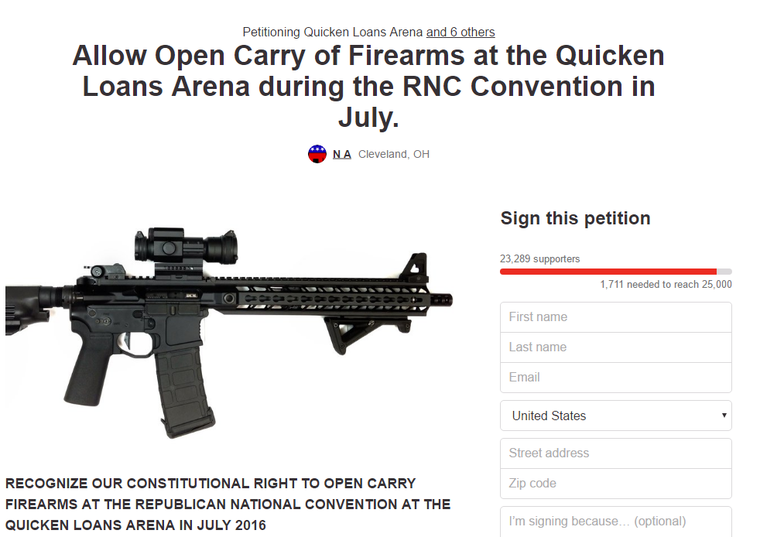 Petition to Allow Guns at Republican National Convention at Nearly 25,000 Signatures