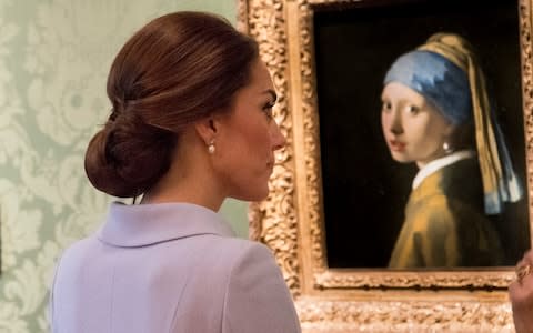 Her Royal Highness The Duchess of Cambridge visited the Mauritshuis in The Hague, Netherlands. The visit was planned to coincide with the exhibition At Home in Holland: Vermeer and his contemporaries