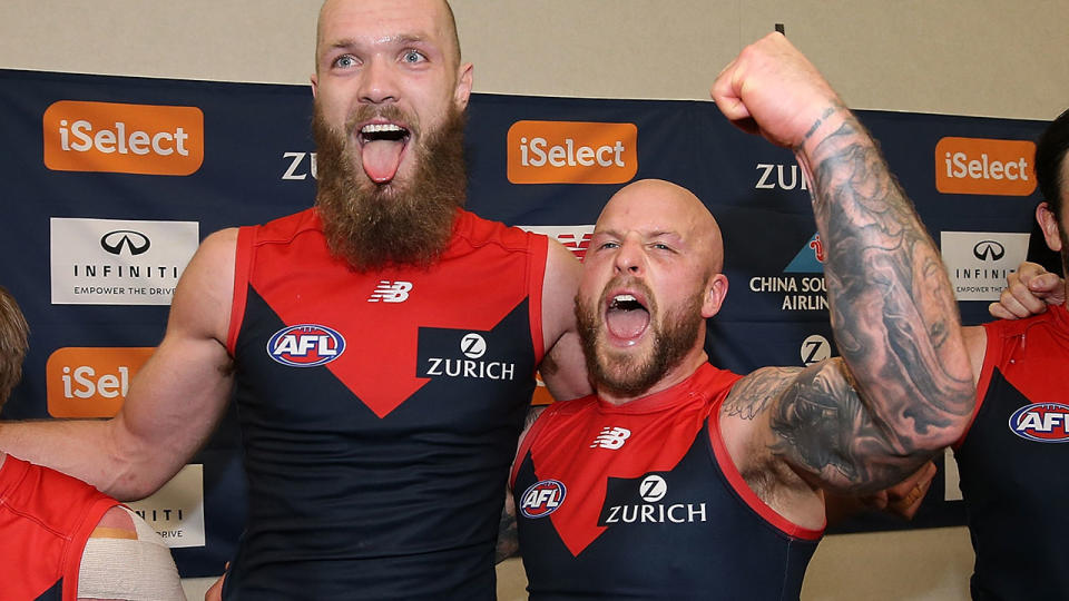 It’s been a long road for Max Gawn and an even longer one for Nathan Jones. Pic: Getty