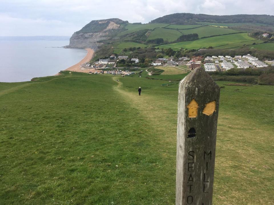 Anchor Inn from South West Coast Path: Tempting target: Anchor Inn from South West Coast Path (Simon Calder)