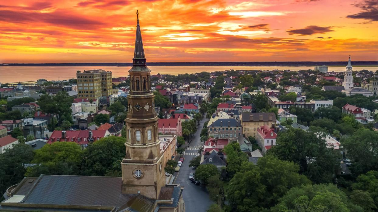 Charleston from the air - church steeple South Carolina.