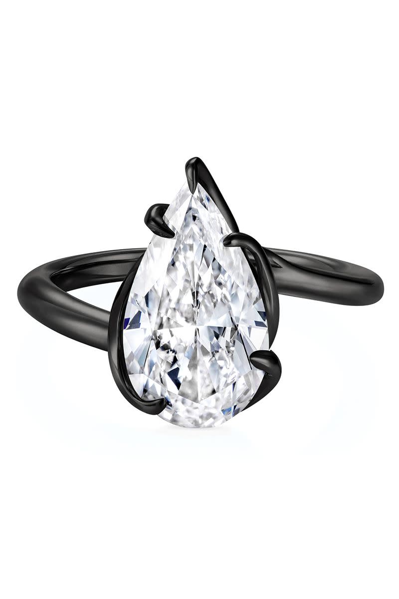 <p><em><strong>Thelma West </strong>"Rebel Black" Ring with pear shaped diamond in 18K black gold, price upon request, <a href="http://www.thelmawest.com/" rel="nofollow noopener" target="_blank" data-ylk="slk:thelmawest.com;elm:context_link;itc:0;sec:content-canvas" class="link ">thelmawest.com</a>.<br></em><br><a class="link " href="http://www.thelmawest.com/" rel="nofollow noopener" target="_blank" data-ylk="slk:SHOP;elm:context_link;itc:0;sec:content-canvas">SHOP</a></p>