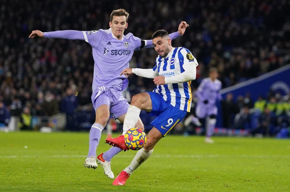 Brighton’s Neal Maupay (right) missed a glorious chance to score (Adam Davy/PA). (PA Wire)