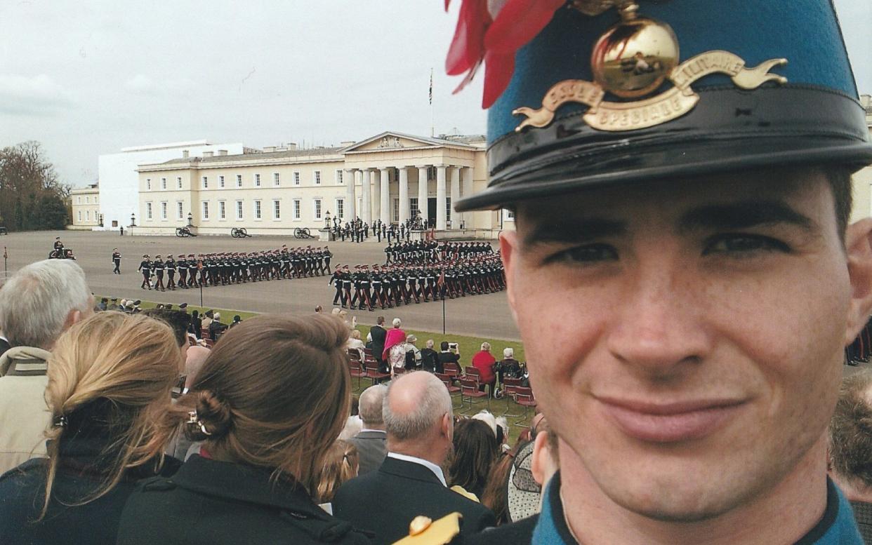 Picture shows: Lt Franco Albrecht (foreground) at Sandhurst in 2014. Albrecht, the German army officer arrested for masqueraing as a refugee and accused of planning a false flag terror attack, has spoken out publicly for the first time this week. Sourced by Justin Huggler - Private