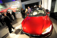 LOS ANGELES, CA - FEBRUARY 09: A general view of atmosphere during Tesla Worldwide Debut of Model X on February 9, 2012 in Los Angeles, California. (Photo by Jordan Strauss/Getty Images for Tesla)