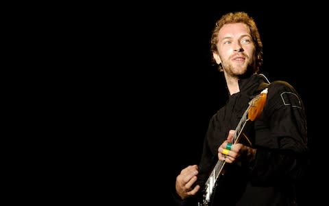 Chris Martin at Glastonbury in 2005 - Credit: Geoff Pugh