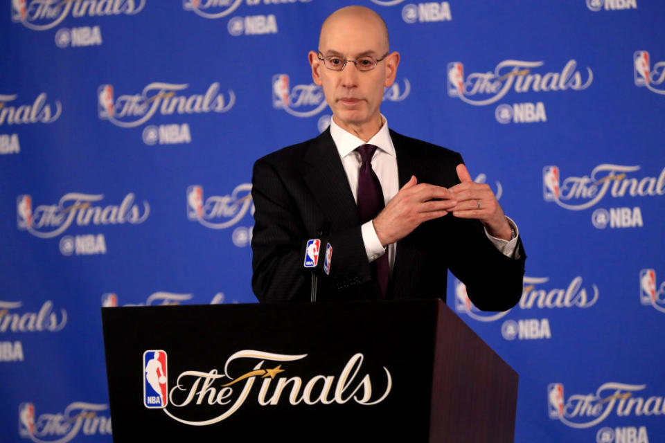 NBA Commissioner Adam Silver believes the rest of the league needs to rise to meet the Warriors. (Getty Images)