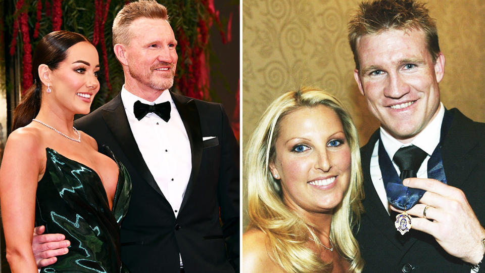 Nathan Buckley with current partner Brodie Ryan and ex-wife Tania.