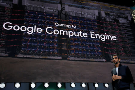 Google CEO Sundar Pichai speaks on stage during the annual Google I/O developers conference in San Jose, California, U.S., May 17, 2017. REUTERS/Stephen Lam