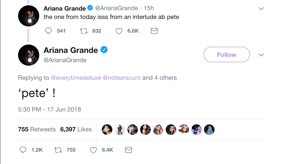 Photo credit: Twitter @ArianaGrande