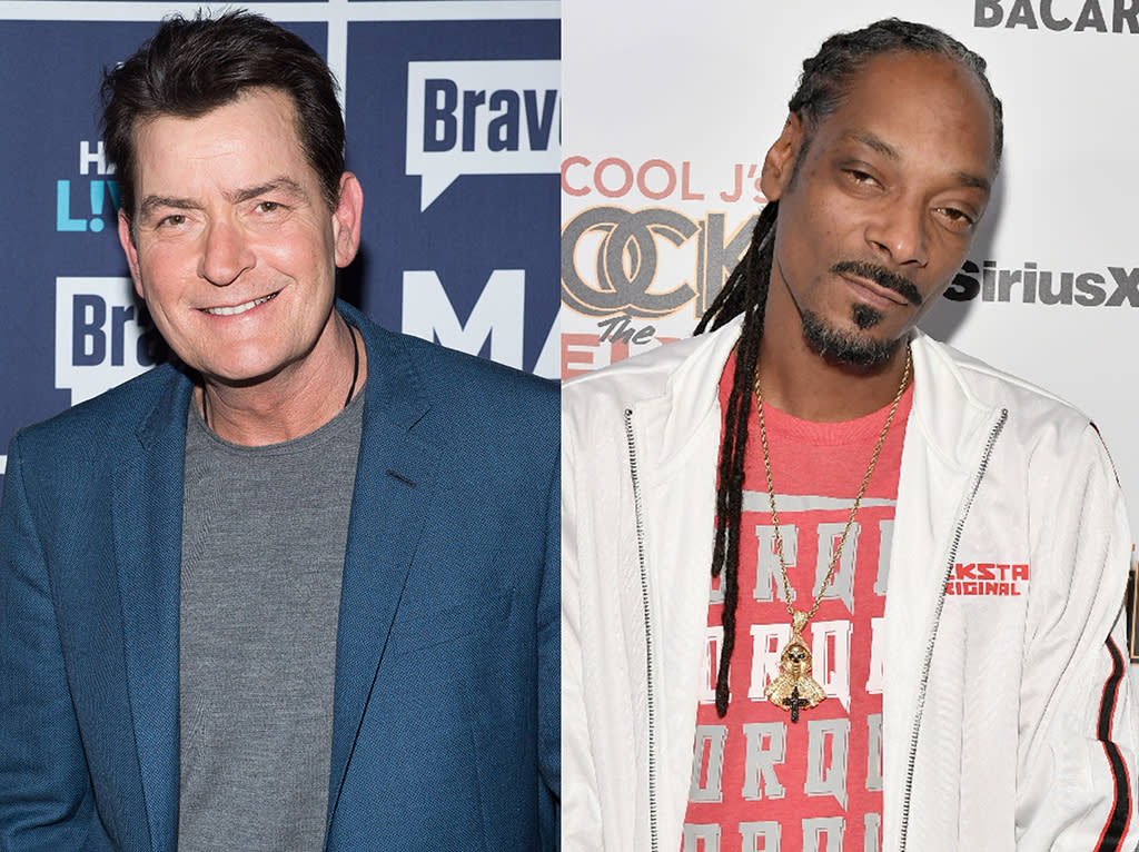 Charlie Sheen and Snoop Dogg observe 4/20. (Photo: Getty Images)