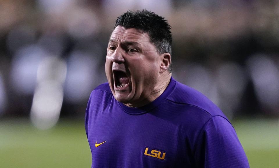 LSU coach Ed Orgeron was so angry with the officiating during last season's game against Texas A&M that he called the SEC's director of officiating the next day. (AP)