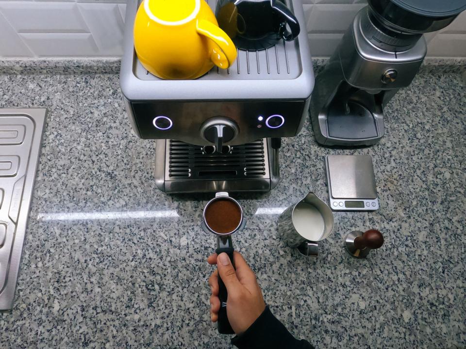 The features of an espresso machine are often what make it expensive. Look for semi-automatic or manual models to save a little money.  (agrobacter via Getty Images)