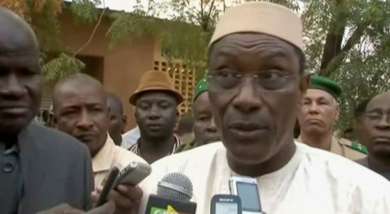 FILE PHOTO: A still image taken from video shows Mali's then Defence Minister Abdoulaye Idrissa Maiga speaking to the media at Gao hospital, in Mali