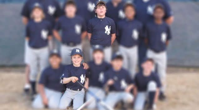 Dustin (bottom row) and Joseph (top row) both played on the same baseball team as kids. Source: Supplied