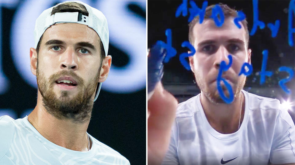 Russian tennis star Karen Khachanov has come under fire over his messages at the Australian Open. Pic: Getty