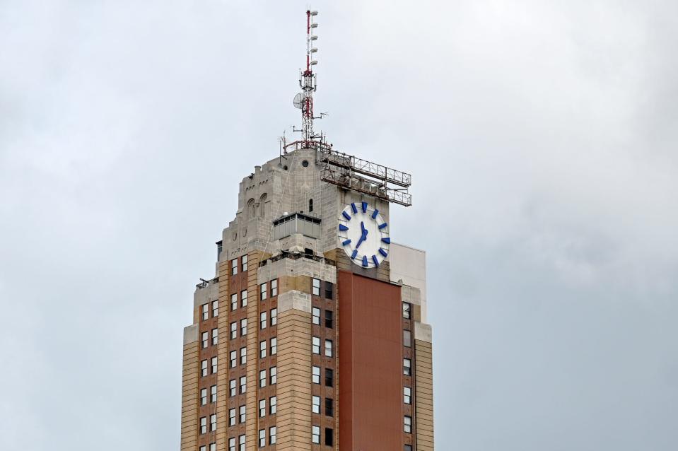 The Boji Tower, Lansing's tallest building, on Thursday, Aug. 10, 2023, in downtown Lansing.