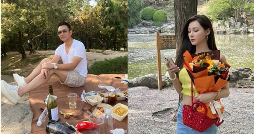 汪小菲與張穎穎的野餐照被發現高度雷同。（圖／翻攝自微博）