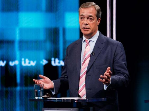 Nigel Farage’s Brexit Party is standing aside for the Conservatives in Tory-held seats (EPA/ITV)