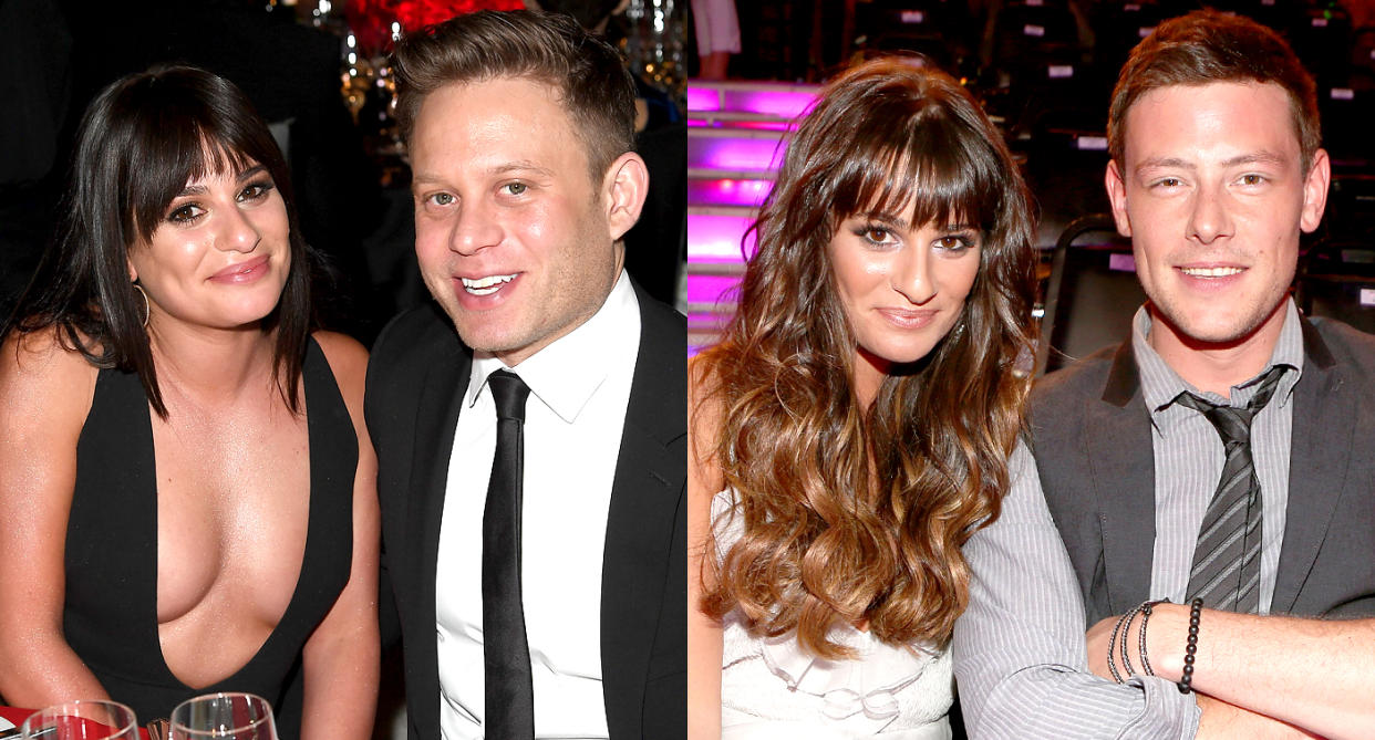 Lea Michele with Zandy Reich; Lea Michele with Cory Monteith. (Photo: Getty Images)