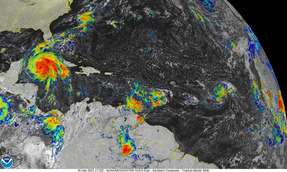 A GOES satellite visualization of Hurricane Ian