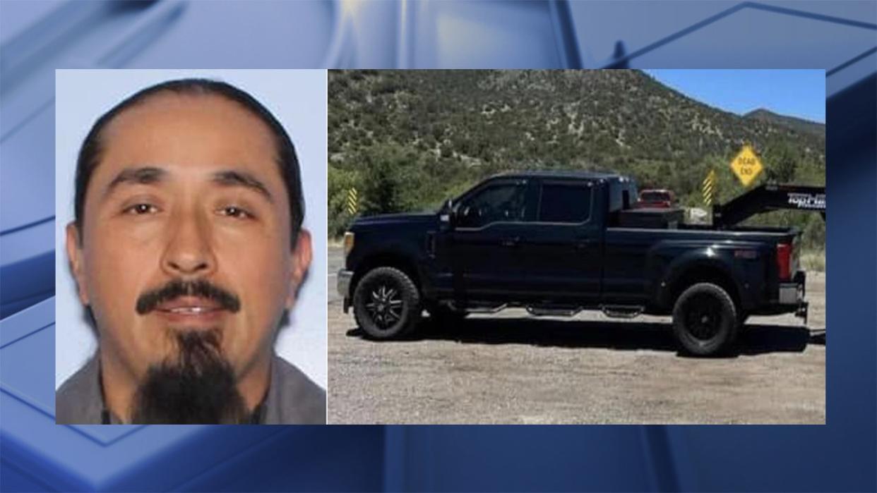 <div>Derick Myron, 44, is being sought by police in connection to a shooting in Cameron, AZ, that left one person dead and two others hurt. Myron may be driving a black 2017 Ford pickup truck with a personalized Arizona Navajo Nation license plate reading SLAVK.</div> <strong>(Navajo PD)</strong>