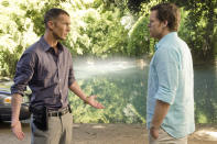 Desmond Harrington as Joey Quinn and Michael C. Hall as Dexter Morgan in the "Dexter" Season 8 episode, "What's Eating Dexter Morgan?"