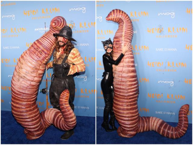 If you're wondering how Heidi Klum did anything in her worm costume, she  changed into a revealing bodysuit later on — but kept the worm makeup