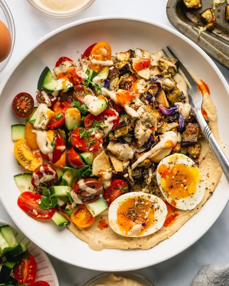 Roasted Eggplant Sabich Bowl 