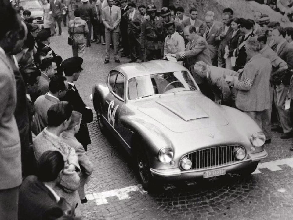 <p>Fiat 8Vs competed in the top racing events of the day, including the Mille Miglia and Targa Florio, and this particular car took second place at the 1956 Coppa Internazionale delle Dame, a women-only race. </p>