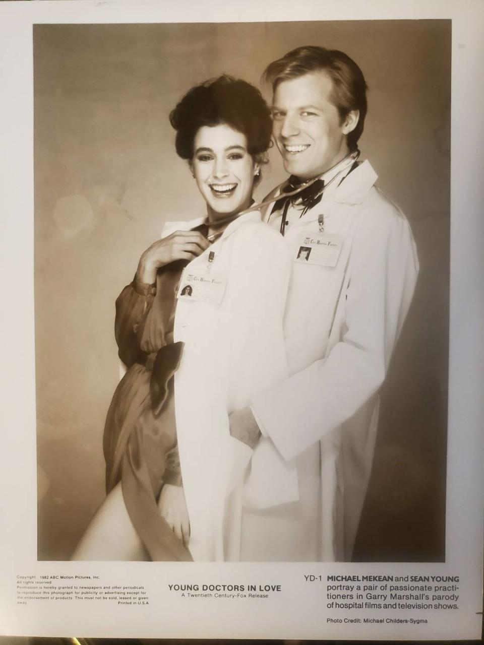 A vintage press photo for “Young Doctors in Love” shows Sean Young with Michael McKean. They starred in the comedy, which spoofed hospital soap operas, along with Harry Dean Stanton. The film will be part of the annual Harry Dean Stanton Festival and Young will reminisce about working with fellow Kentucky actor Stanton.