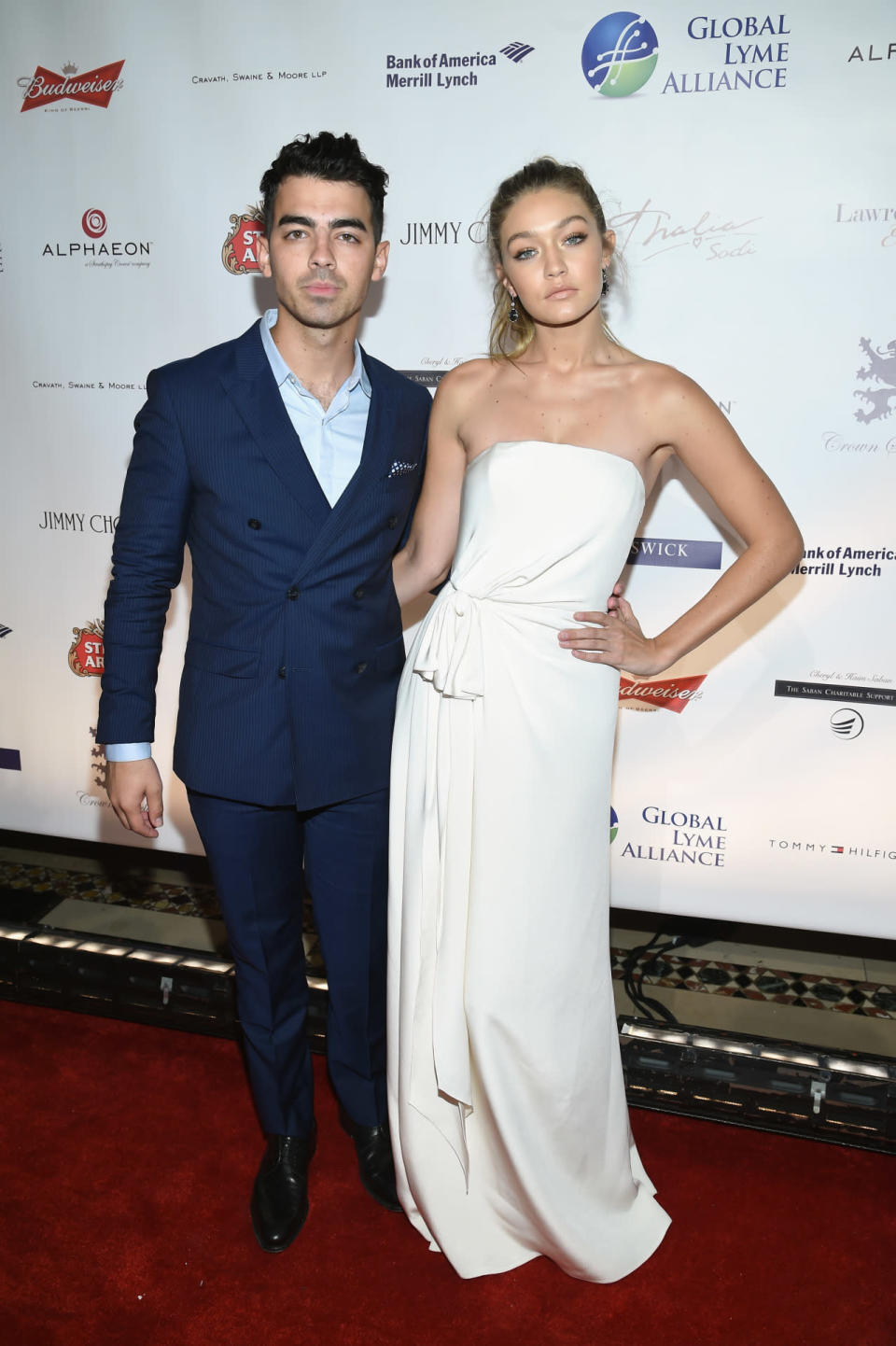 <p>While Joe Jonas and Gigi Hadid have been hot and heavy for a while now — they even has a cute celebrity couple nickname, GiJoe — the pair stepped out together on the red carpet for the first time on Thursday night. Jonas opened up about his girlfriend <a href="https://www.yahoo.com/style/gigi-hadid-to-body-shamers-if-you-dont-like-it-144842854.html" data-ylk="slk:confronting her body shamers on Instagram recently;outcm:mb_qualified_link;_E:mb_qualified_link;ct:story;" class="link  yahoo-link">confronting her body shamers on Instagram recently</a> (“Yes, I have boobs, I have abs, I have a butt, I have thighs, but I’m not asking for special treatment,” she wrote. “Your mean comments don’t make me want to change my body.”), saying he’s really proud of her. “I think it’s something that needs to be spoken about especially in that community. The industry seems to be changing for models, and it’s great that she can have a voice." </p>