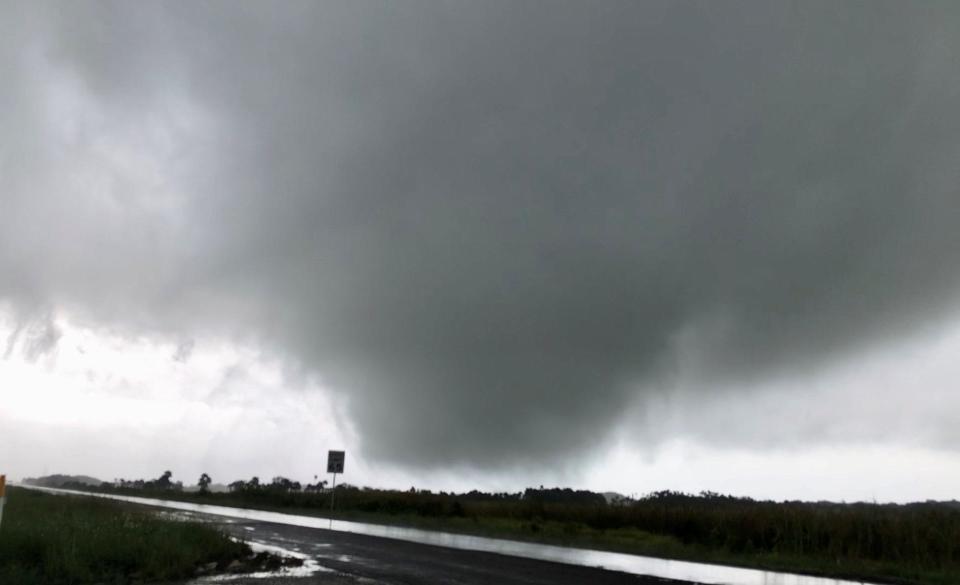 This screenshot from Gabe Taylor's storm-chasing video shows a Hurricane Ian-spawned tornado approaching U.S. 192 just east of the Brevard-Osceola county line on Wednesday afternoon.