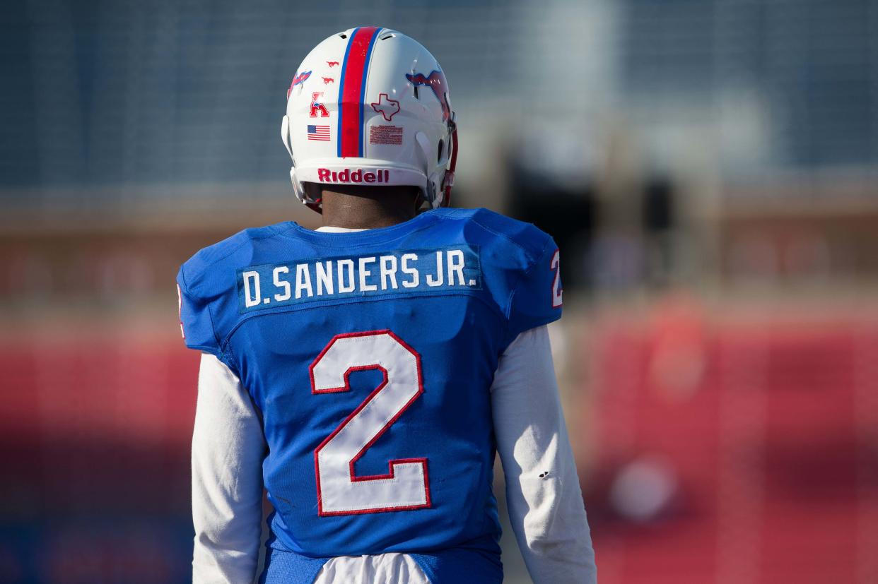 Deion Sanders Jr. shown while playing for SMU in 2014.