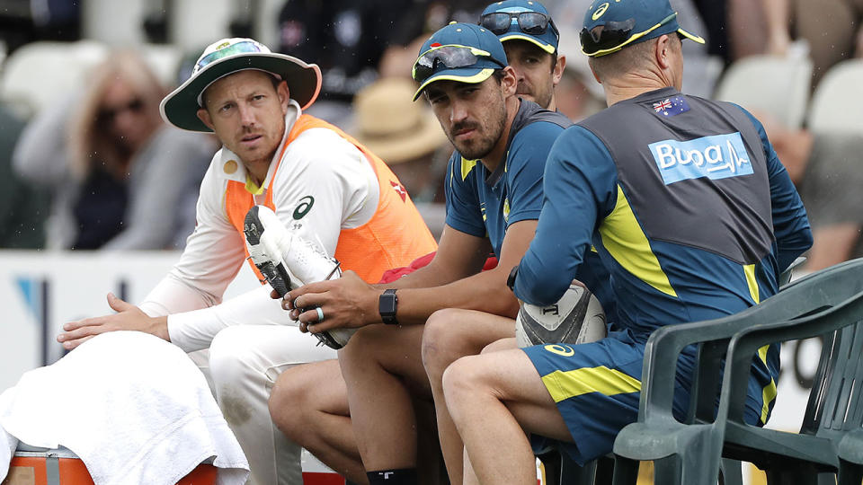 James Pattinson (L) has been put on ice for the second Ashes Test. (Photo by Ryan Pierse/Getty Images)